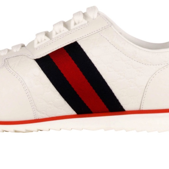Gucci Leather Web Sneaker 'White' , 233334  Size 11 - Picture 2 of 12
